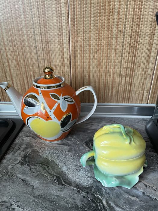 Чайник фарфоровый керамический емкость тыква  керамика