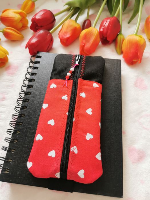 Piórnik na gumce na notatnik hand made