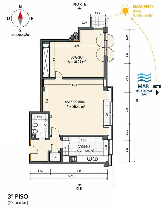 Apartamento T1 · Vista Baía de Cascais