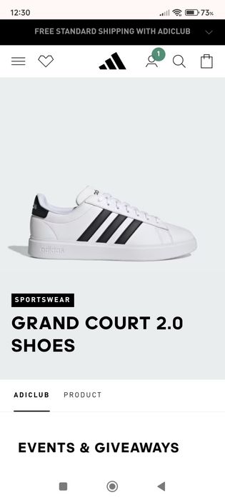 Кроссовки Adidas Grand Court 2.0 Shoes размер 43 (9) 27,5 см.