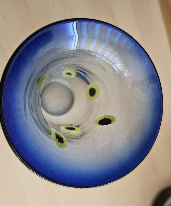 Jarra vidro soprado, desenho kiwi tipo Murano, Deposito Marinha Grande