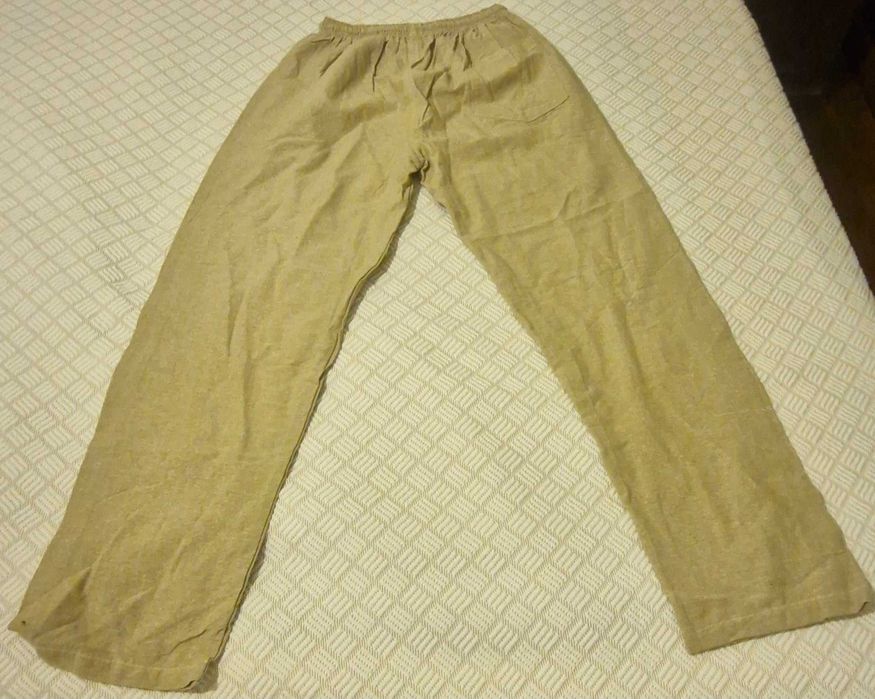 Calças bege e vermelhas de Algodão (Novas)