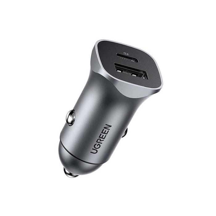 Ładowarka samochodowa UGREEN CD130 30W USB-A/USB-C (szara)