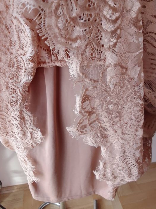 Sukienka midi beżowa koronkowa S nowa