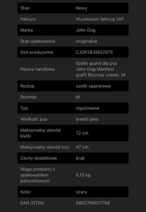 Szelki John Dog Manifest rozm. M