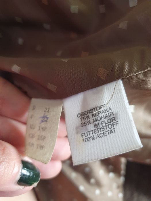 Plaszcz brązowy, wełna z alpaki, moher wełna r.22 ( 46) brązowe