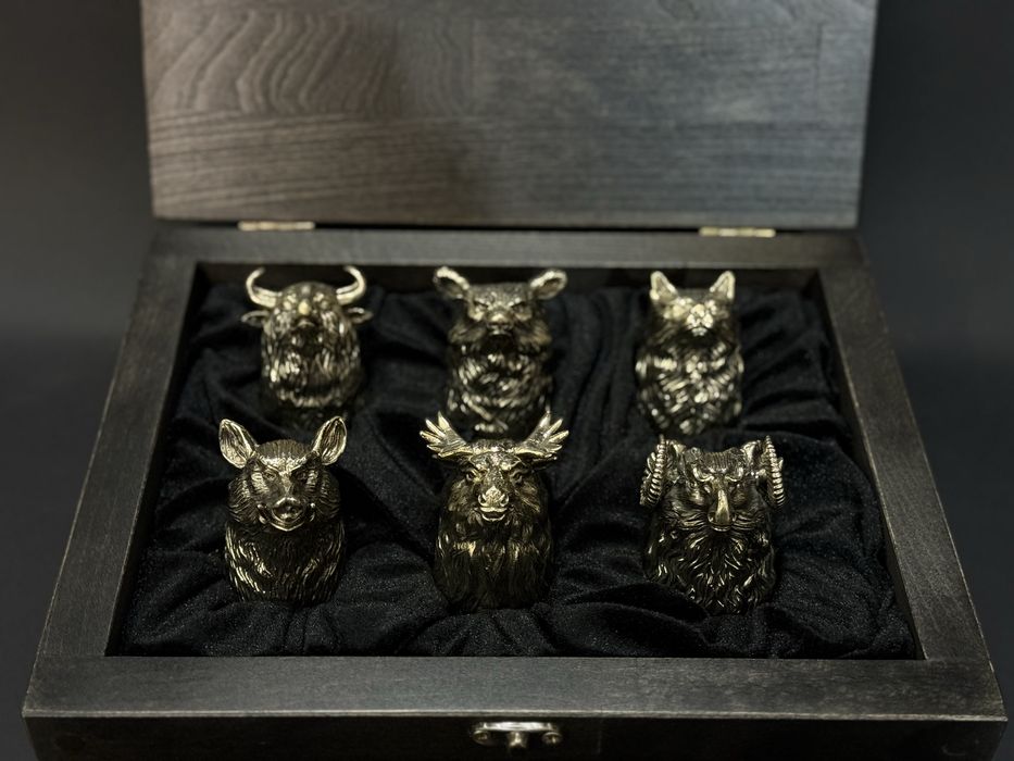 Бронзовые рюмки, чарки перевертыши, подарочный набор рюмок