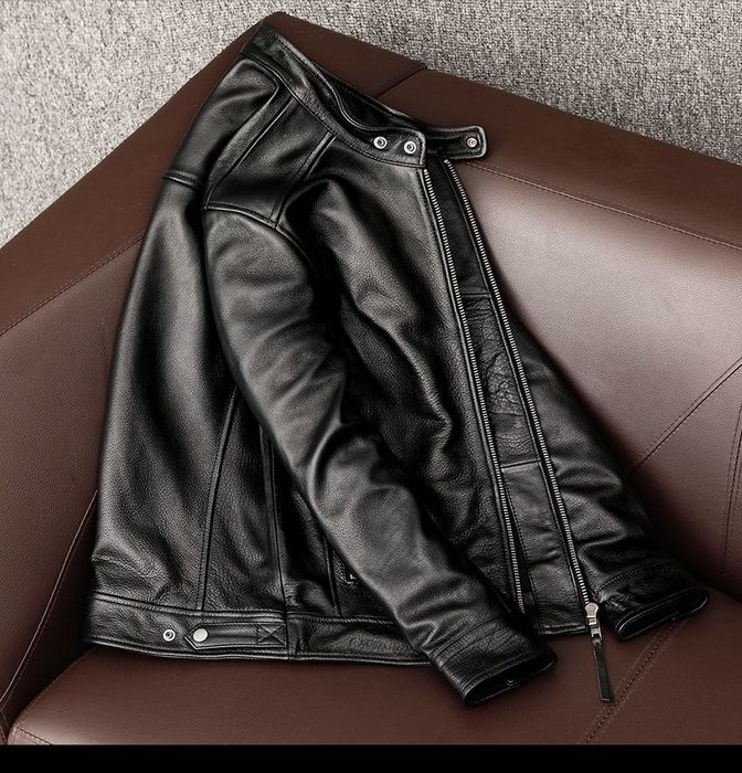 Шкіряна куртка теляча стильна чоловіча з коміром стійкою Дніпро.