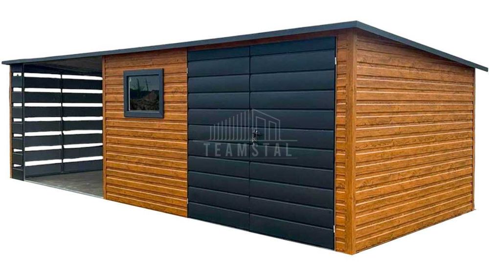 Schowek domek ogrodowy 3,8x2,5m wiata 3m drzwi okno dach TS1128
