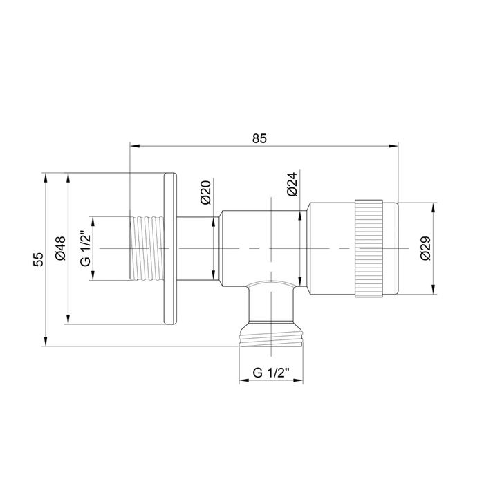 Кран кутовий Thermo Alliance 1/2” 3 нержавіючий+ муфта 1/2
