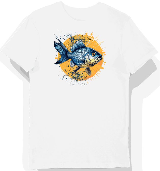 Koszulka męska biała z grafiką błękitnego ogona ryby S