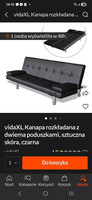 Sprzedam bardzo  niską  kanapę rozkładaną