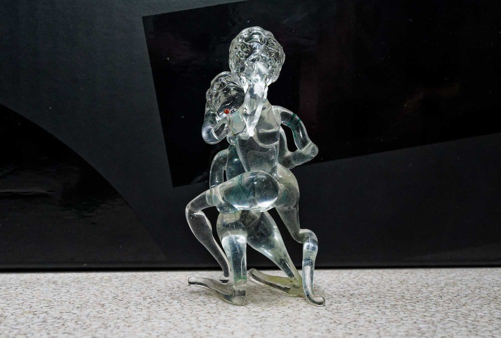 Seksowna szklana figurka para w miłosnym uścisku vintage