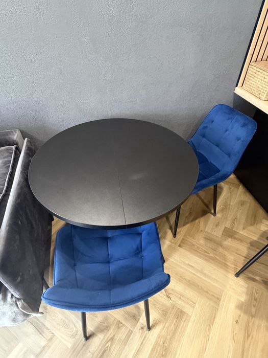 Stół okrągły rozkładany czarny