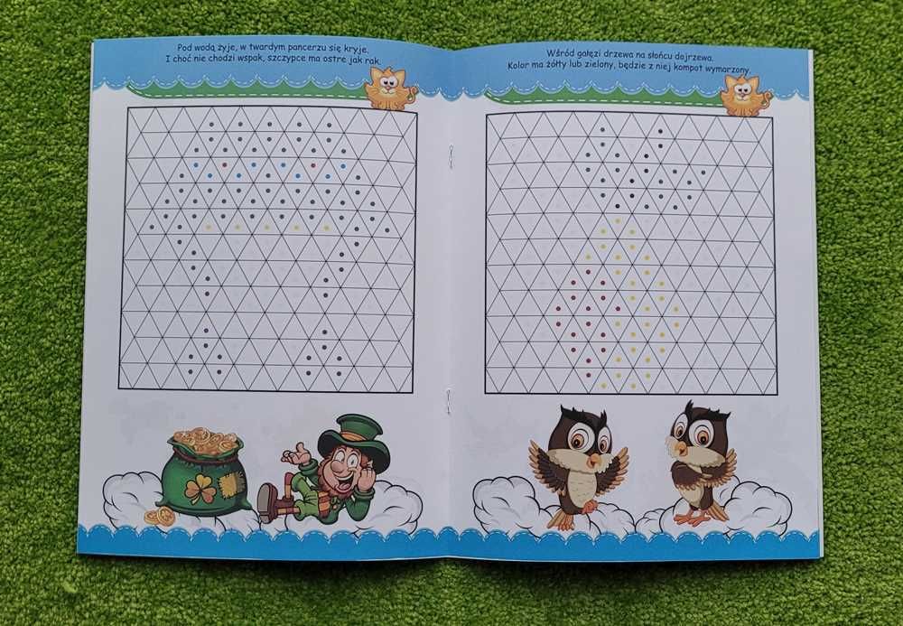 Kodowanie trójkątami z kotkiem kolorowanka