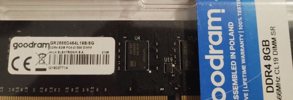 Оперативна памʼять Goodram DDR4-2666 8192MB PC4-21300