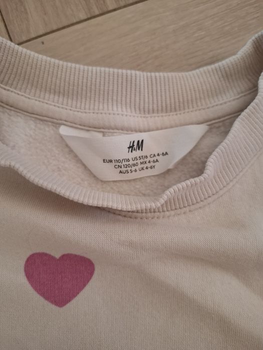 Bluza H&M 110/116 różowe serduszka