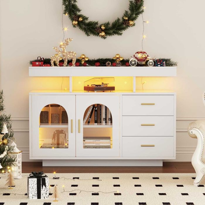 Szafka Bufet Komoda LED RGB – Ładowanie bezprzewodowe, USB, NOWA