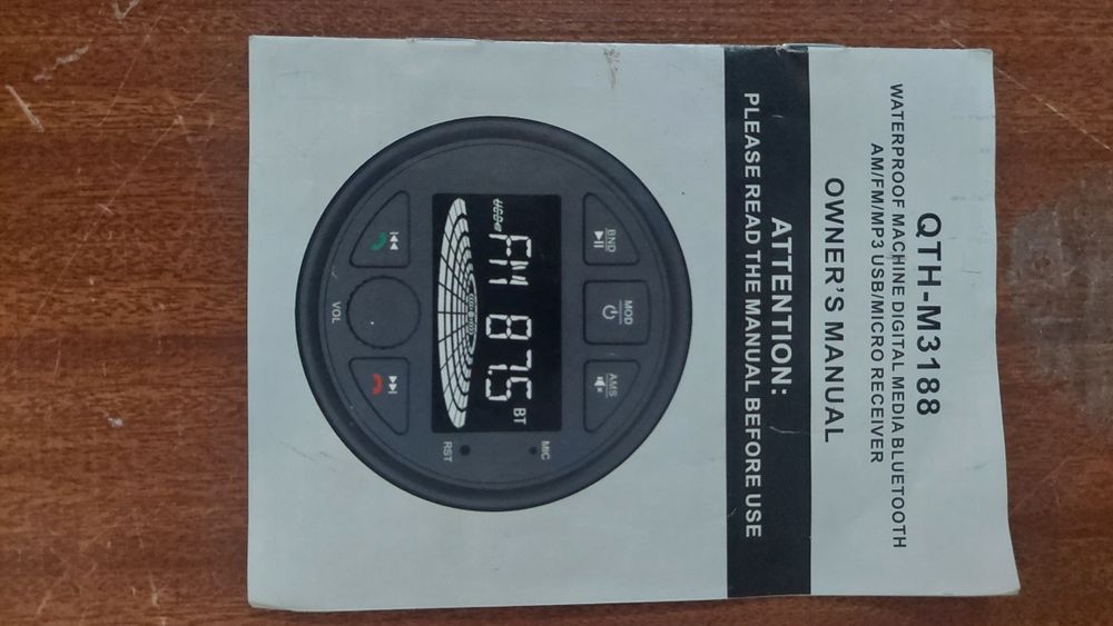 Rádio FM Bluetooth USB para barco