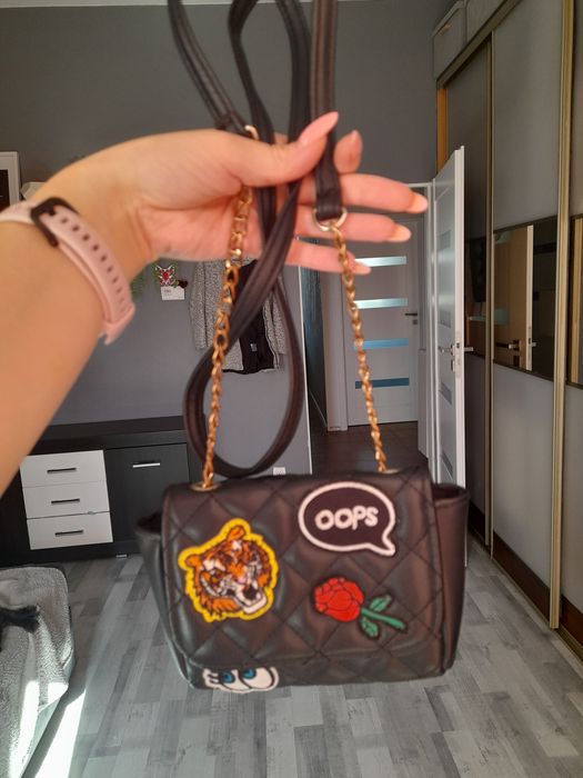 Portfelik mały torebka listonoszka torebeczka mini naszywki tygrys