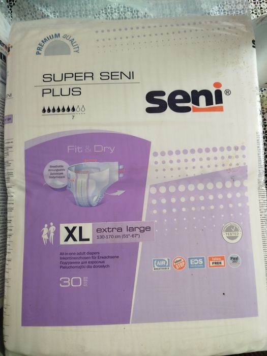 Pieluchomajtki TENA xl, SENI xl, L, podpaski tena