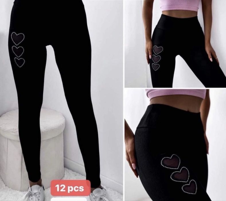 Czarne legginsy w prążek  rozmiar S/M