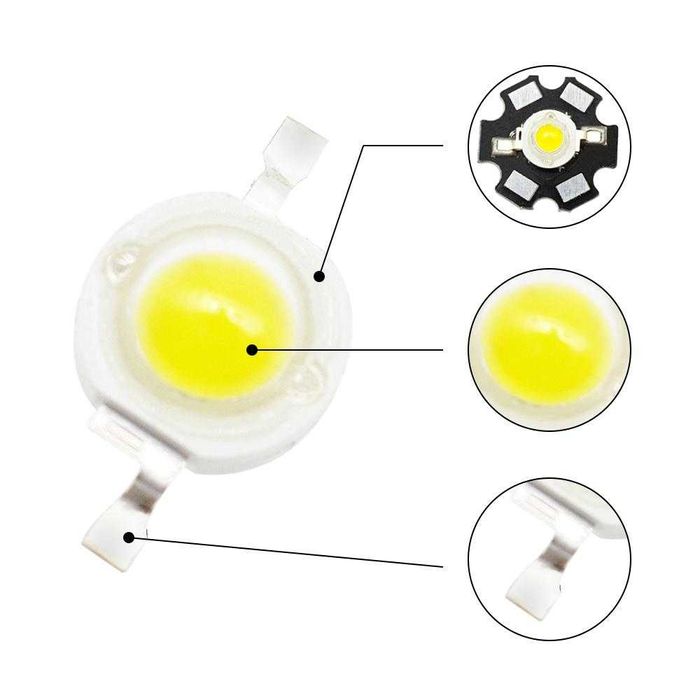 Светодиод 1 W 3.7 V на подложке ЛОТ -10 штук