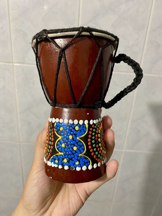 Статуэтка, сувенир, подарок, настоящий африканский барабан, дерево