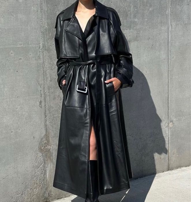 Тренч з екошкіри на замші з преміум якості