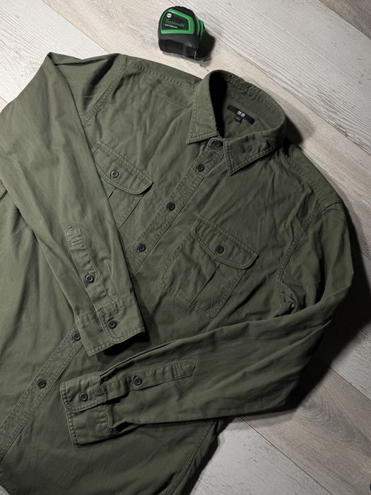 Сорочка Uniqlo фланель хакі casual тактична сорочка military outdoor