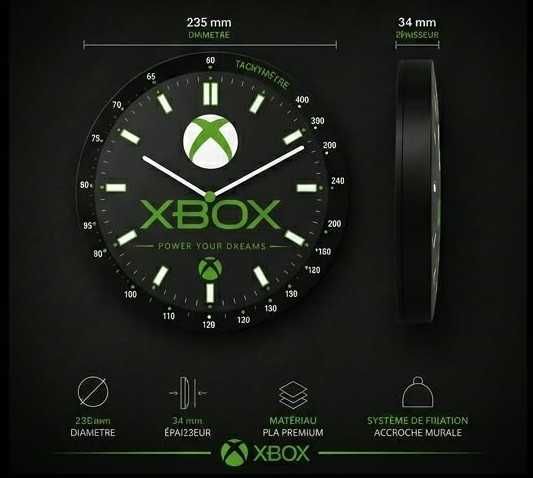 Gamingowy Zegar Ścienny XBOX Duży 3D Prezent dla dziecka do pokoju