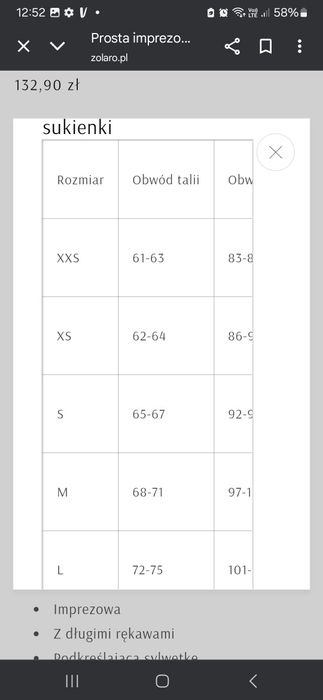 Sukienka imprezowa z długim rękawem , S