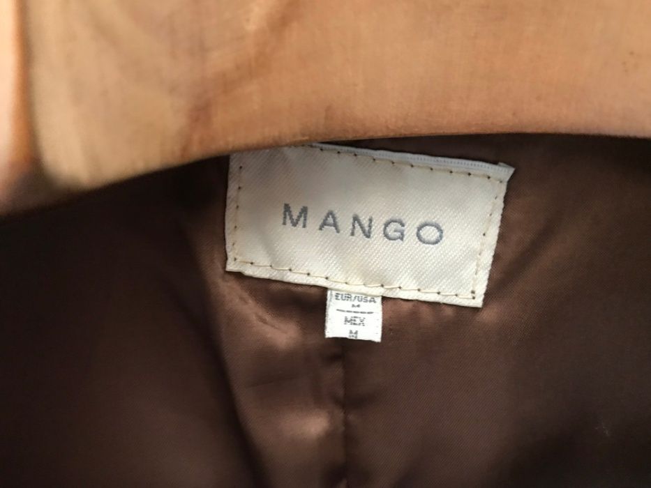 MANGO Casaco de Cabedal (pele) cor de mel tam M