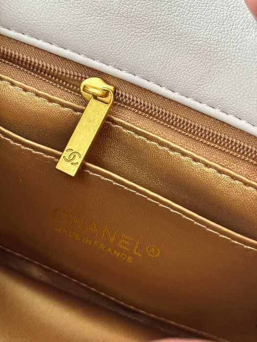 ПРЕМІУМ‼️Chanel Mini 17 Classic Flap Bag in White with Gold / Шанель
