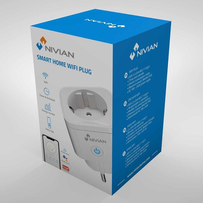 Tomada Wi-Fi Inteligente Tuya Smart Life c/ medição de Energia 16A/