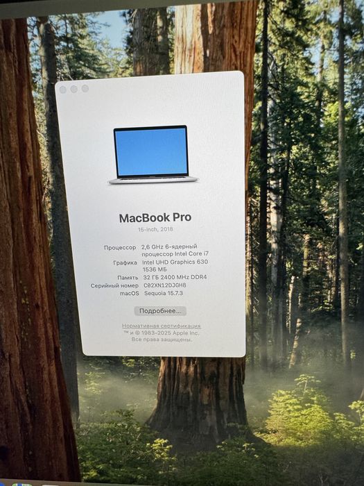 MacBook Pro 15” 2018 (A1990) i7 32gb 1tb