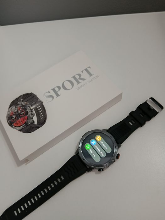 Smartwatch wodoodporny IP69 10ATM, czarna koperta.