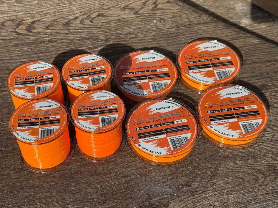 Волосінь/жилка/леска Brain Classic Carp Orange 0.25-0.28-0.3-0.35мм