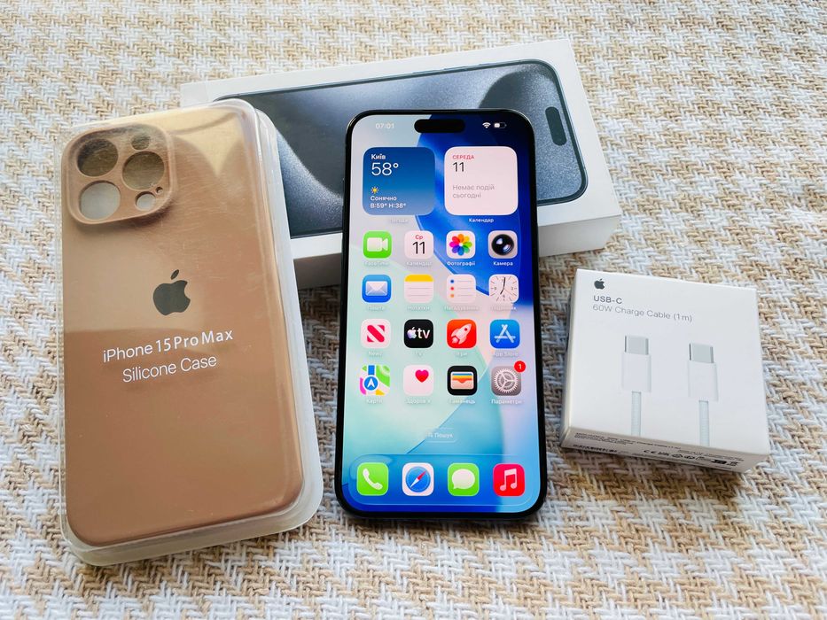 IPHONE 15 PRO MAX 512Gb АКБ 99% Blue Titanium NEVERLOCK ( 31447)