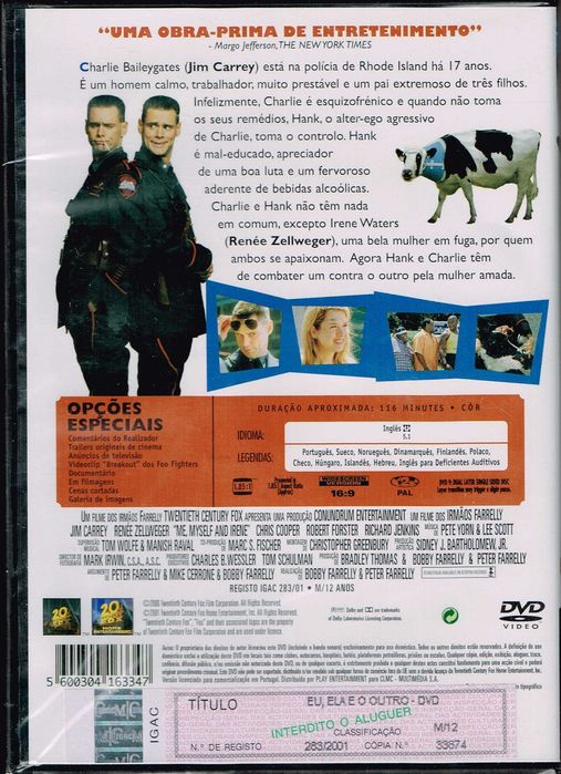 Filme em DVD: Ela, Eu e o Outro "Me, Myself & Irene" - NOVO! SELADO!