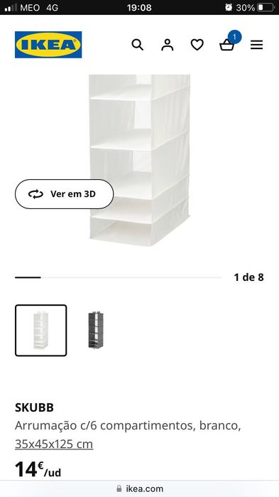 Organizador IKEA para usar em roupeiro ou charriot