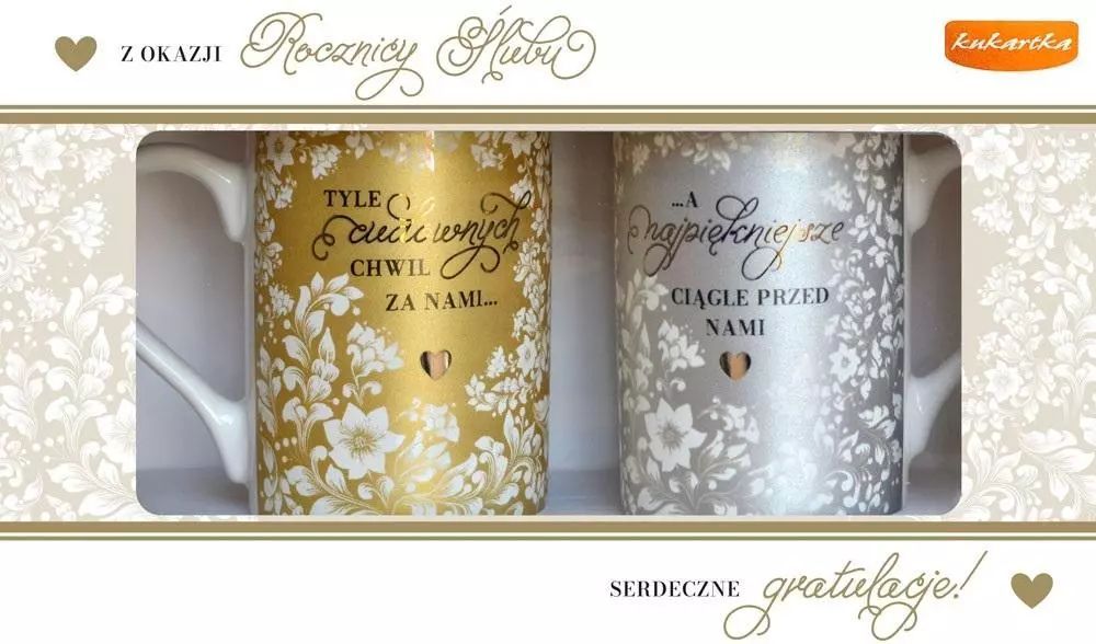 Kubek komplet Rocznica ślubu. Kukartka