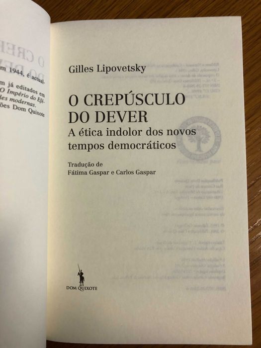 O Crepúsculo do Dever, de Gilles Lipovetsky