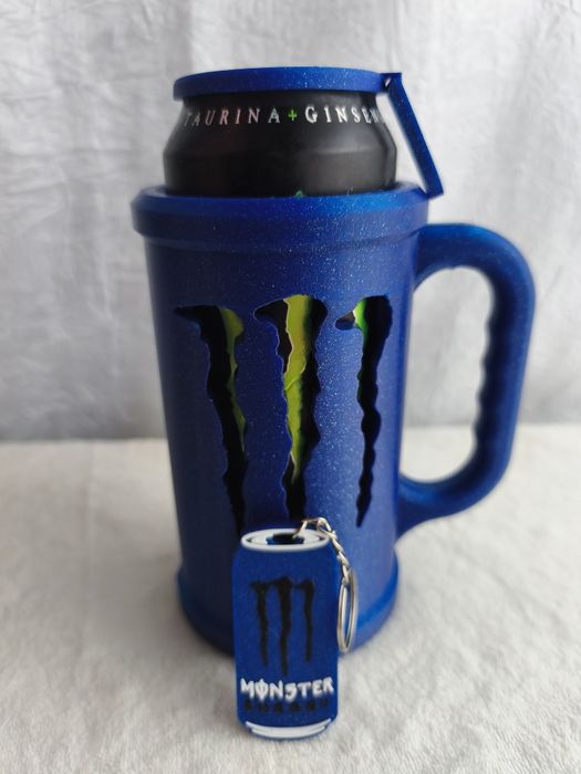 Caneca Monster Azul Purpurina + Acessórios