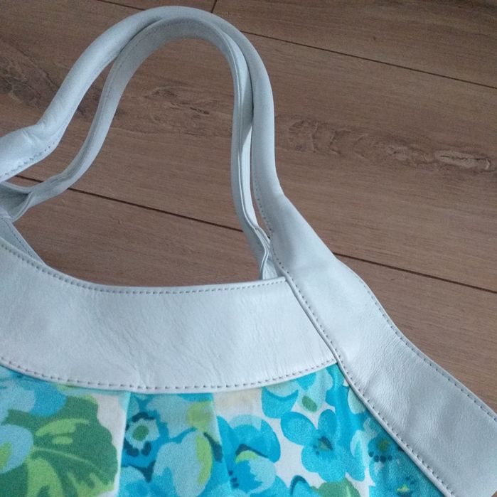 MAXMARA MARELLA oryginalna skóra płótno torebka shopper kuferek worek