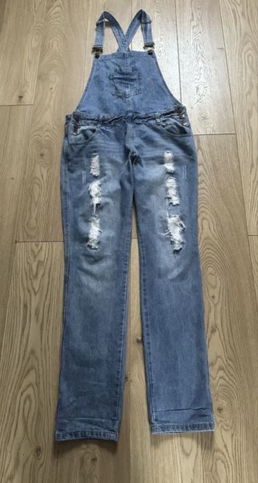 Ogrodniczki przetarcia dziury jeansy XL 42