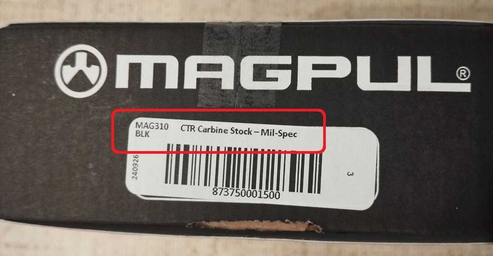 Приклад Magpul CTR Mil-Spec - артикул MAG310-BLK оригінал