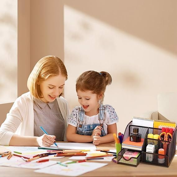 Organizer na Biurko Przybornik Metalowy Czarny