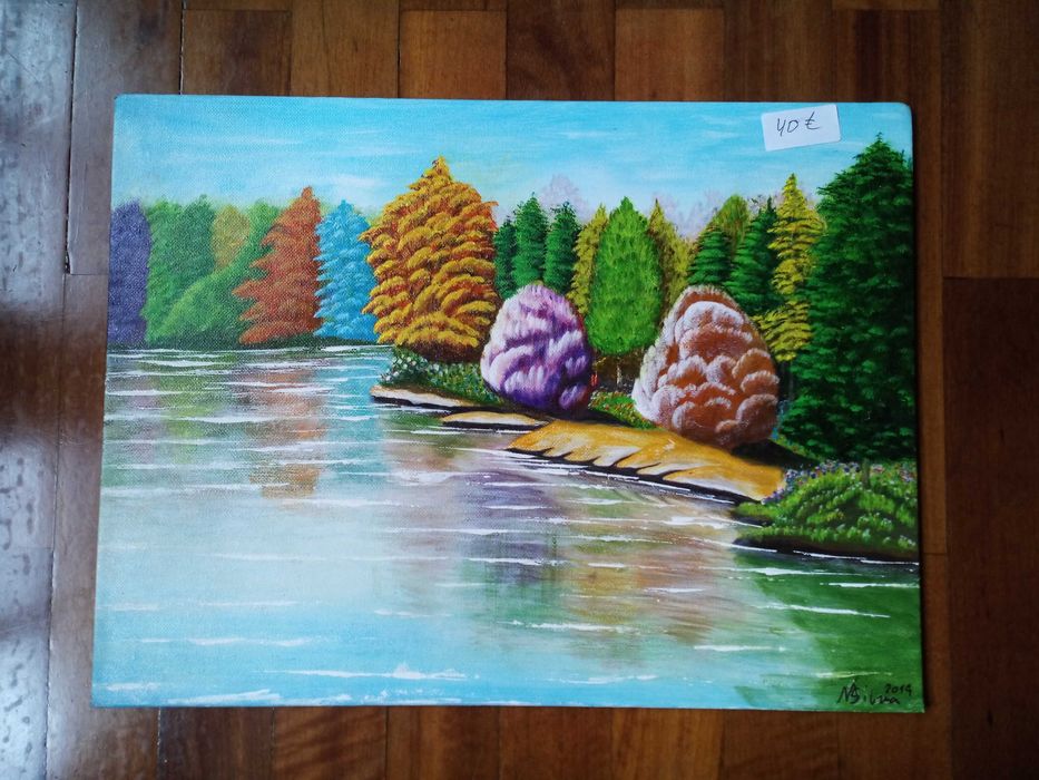 Pintura à mão em tela média com 40x30