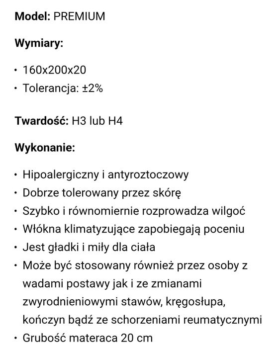 Materac premium 160x200